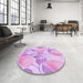 Round Patterned Purple Rug in a Office, pat3539pur