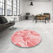 Round Patterned Red Rug in a Office, pat3539rd