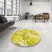 Round Patterned Brown Rug in a Office, pat3539yw