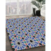 Patterned Light Steel Blue Novelty Rug in Family Room, pat353