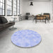 Round Patterned Sky Blue Rug in a Office, pat354blu