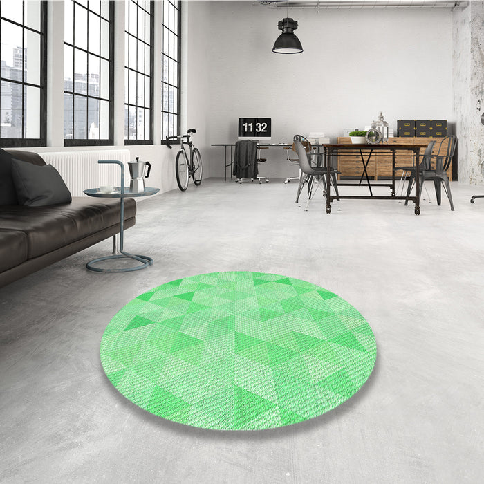 Round Patterned Green Rug in a Office, pat354grn