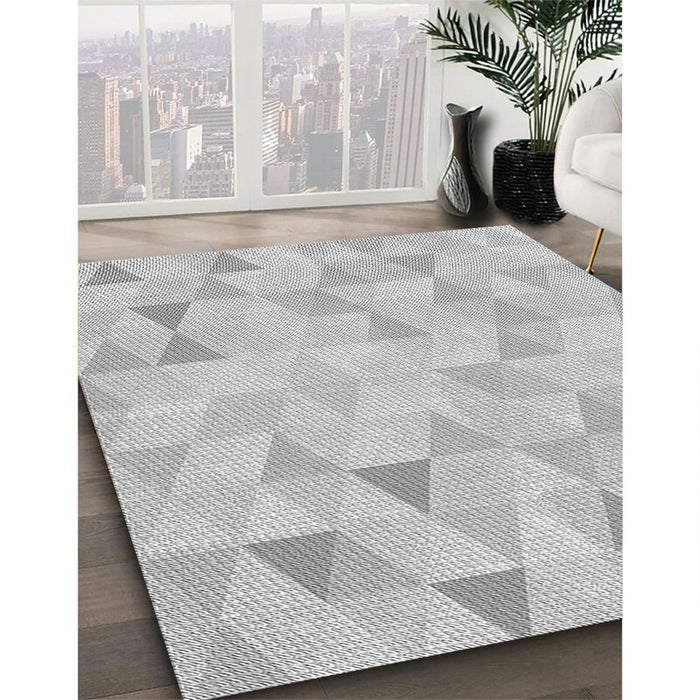 Patterned Dark Gray Rug in Family Room, pat354gry