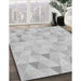 Patterned Dark Gray Rug in Family Room, pat354gry