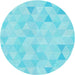 Square Machine Washable Transitional Bright Turquoise Blue Rug in a Living Room, wshpat354lblu