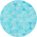 Square Patterned Bright Turquoise Blue Rug, pat354lblu