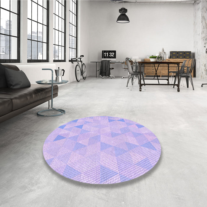 Round Patterned Purple Mimosa Purple Rug in a Office, pat354pur