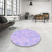 Round Patterned Purple Mimosa Purple Rug in a Office, pat354pur