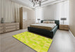 Patterned Golden Brown Yellow Rug in a Bedroom, pat354yw