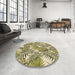 Round Patterned Oak Brown Rug in a Office, pat3540brn