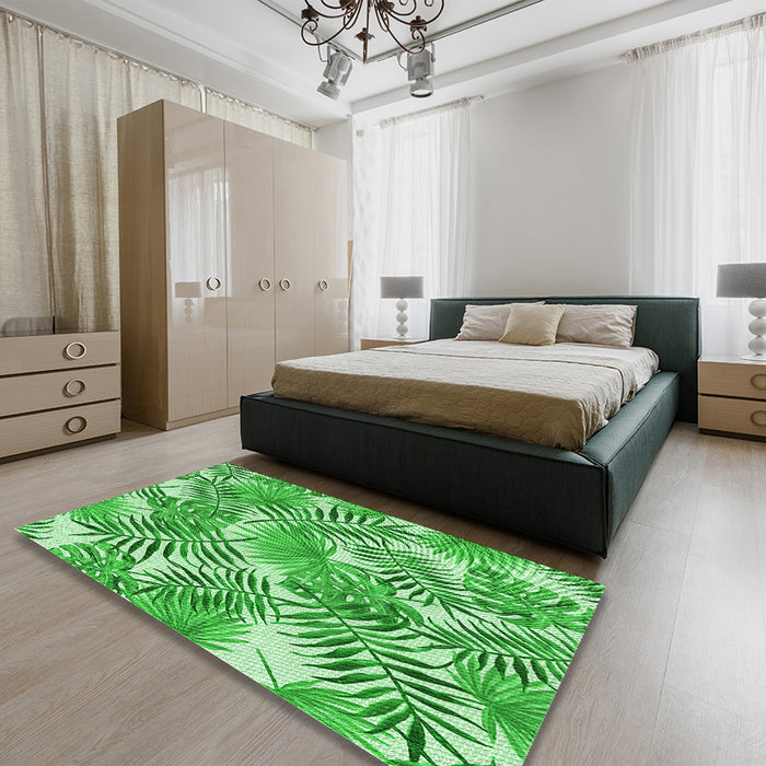 Patterned Jade Green Rug in a Bedroom, pat3540grn