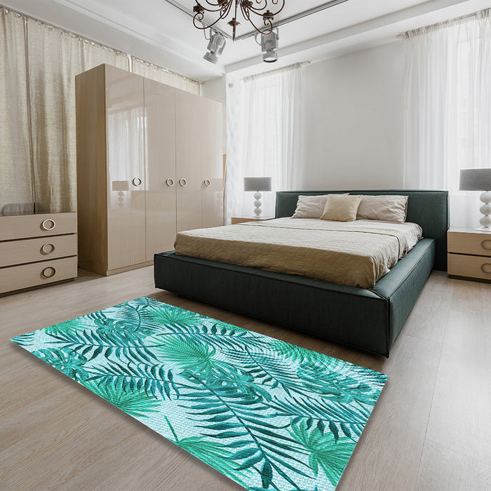 Patterned Light Sea Green Rug in a Bedroom, pat3540lblu