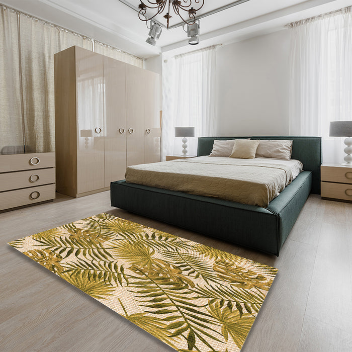Patterned Dark Bisque Brown Rug in a Bedroom, pat3540org
