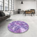 Round Patterned Purple Violet Purple Rug in a Office, pat3540pur