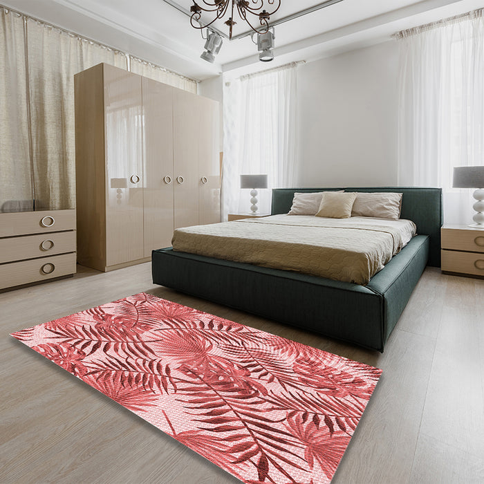 Patterned Pastel Pink Rug in a Bedroom, pat3540rd