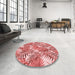 Round Patterned Pastel Pink Rug in a Office, pat3540rd