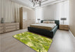 Patterned Bold Yellow Rug in a Bedroom, pat3540yw