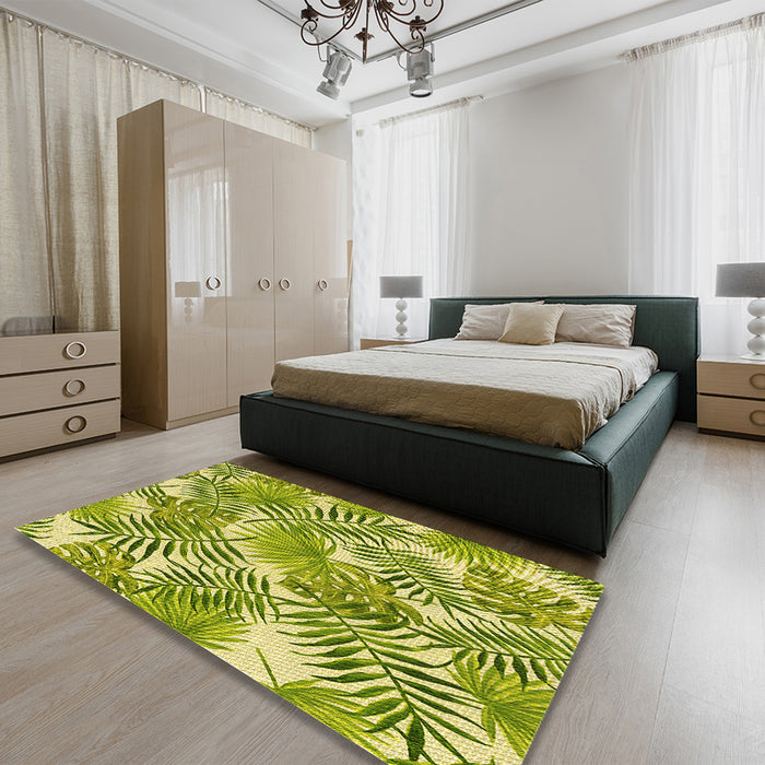 Patterned Bold Yellow Rug in a Bedroom, pat3540yw