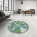 Round Patterned Pine Green Novelty Rug in a Office, pat3540