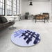 Round Patterned Blue Rug in a Office, pat3541blu