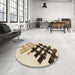 Round Patterned Golden Blonde Gold Rug in a Office, pat3541brn