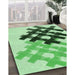 Patterned Green Rug in Family Room, pat3541grn