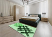 Patterned Green Rug in a Bedroom, pat3541grn