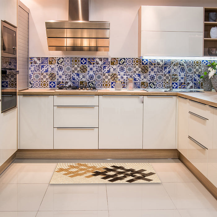 Patterned Light Brown Rug in a Kitchen, pat3541org