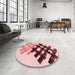 Round Patterned Pink Rug in a Office, pat3541rd