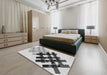 Patterned Platinum Gray Novelty Rug in a Bedroom, pat3541