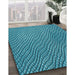 Patterned Dark Cyan Green Rug in Family Room, pat3542lblu