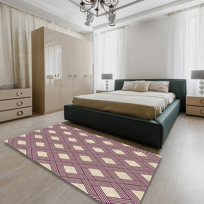 Patterned Golden Blonde Gold Rug in a Bedroom, pat3543brn