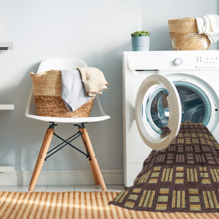 Machine Washable Transitional Bakers Brown Rug in a Washing Machine, wshpat3544brn