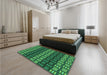 Patterned Deep Teal Green Rug in a Bedroom, pat3544grn