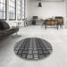 Round Patterned Dark Gray Black Rug in a Office, pat3544gry