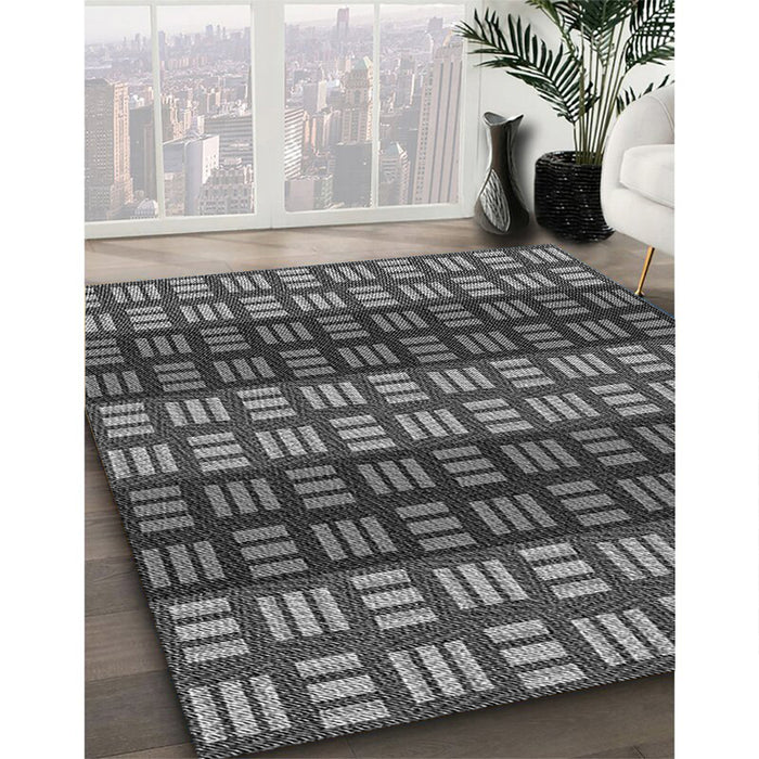Machine Washable Transitional Dark Gray Black Rug in a Family Room, wshpat3544gry