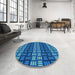 Round Patterned Blueberry Blue Rug in a Office, pat3544lblu