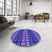 Round Patterned Light Slate Blue Rug in a Office, pat3544pur