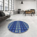 Round Patterned Iceberg Blue Novelty Rug in a Office, pat3544