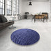 Round Patterned Light Slate Blue Rug in a Office, pat3545blu