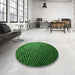 Round Patterned Deep Emerald Green Rug in a Office, pat3545grn