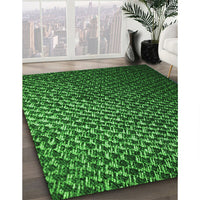 Patterned Deep Emerald Green Rug, pat3545grn