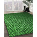 Patterned Deep Emerald Green Rug in Family Room, pat3545grn