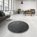 Round Patterned Charcoal Black Rug in a Office, pat3545gry