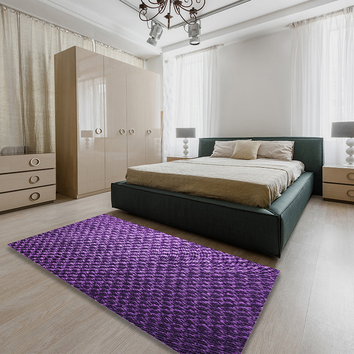 Patterned Purple Rug in a Bedroom, pat3545pur