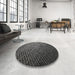 Round Patterned Mid Gray Novelty Rug in a Office, pat3545