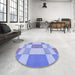 Round Patterned Light Slate Blue Rug in a Office, pat3546blu