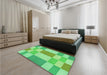 Patterned Green Rug in a Bedroom, pat3546grn