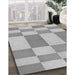 Machine Washable Transitional Platinum Silver Gray Rug in a Family Room, wshpat3546gry