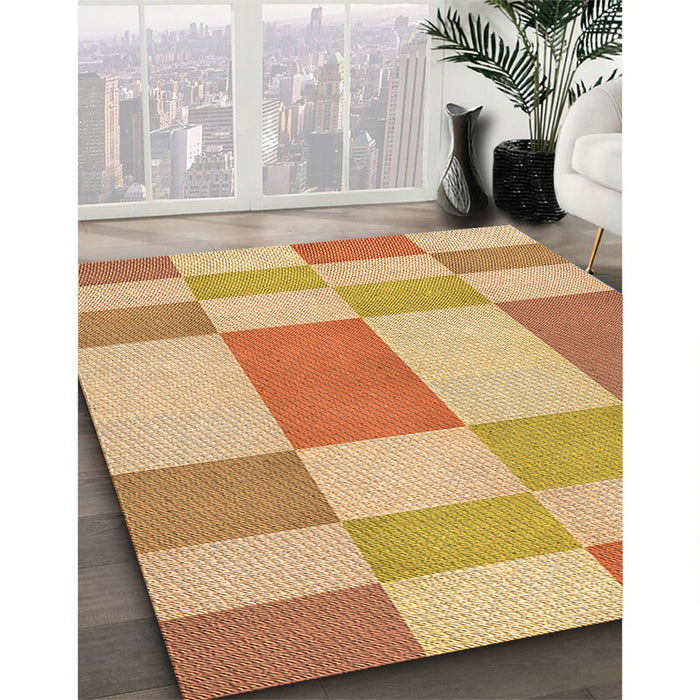 Patterned Orange Rug in Family Room, pat3546org